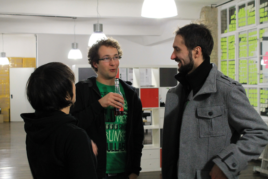 Me (middle) on the first rug_b meetup I moderated (totally nervous). My then organization mentor @freaklikeme to my right. Photo by @wikimatze (link)